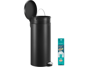 Poubelle ronde 30 l avec seau amovible et pédale de fermeture douce 29,5 x 37,1 x 63 cm en acier noir d'encre 12_0012074