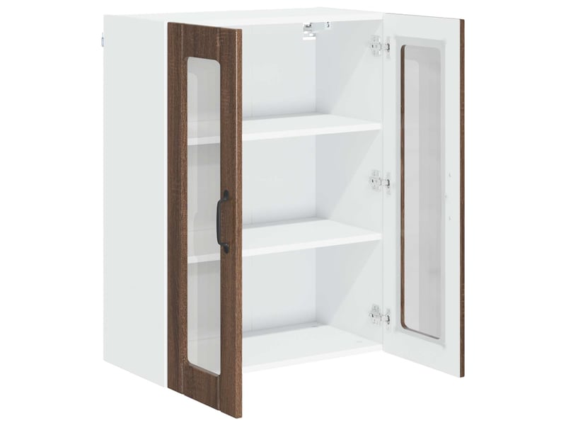  Meuble mural de cuisine, cabinet en verre mural chêne brun 60x31x80cm shl5000  - Conforama E