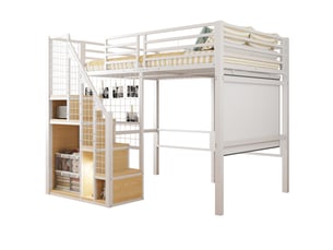 Lit mezzanine 140x200 cm <strong>STILVORA</strong> <strong></strong> coloris blanc