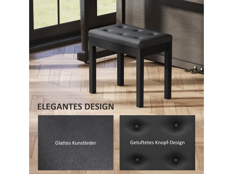 Banc de piano, tabouret de piano avec espace de rangement, pieds en bois, banc de piano en simili cuir, noir, 55 x 34 x 50 cm F12-018V00BK - Conforama D