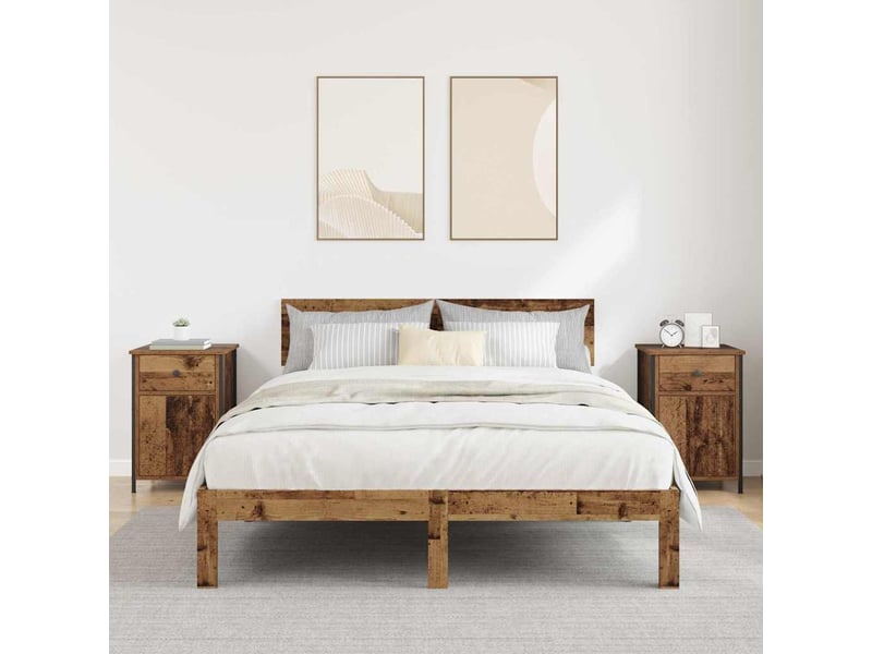  Table de chevet - cabinet de chevet - table de nuit 2 pc bois ancien 40 x 42 x 60 cm  - Conforama C