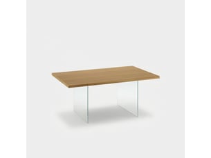 Table de salle à manger fixe en verre et chêne 8 places forest - chêne