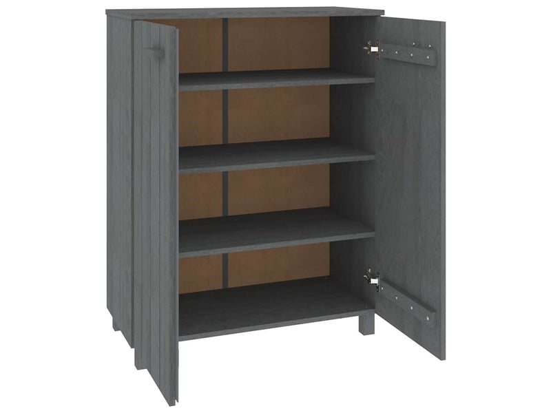  Meuble à chaussure, armoire à chaussures hamar gris foncé 85x40x108 cm pin massif  - Conforama E