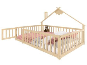 Lit cabane 90x190 cm <strong>ULEVR</strong>  <strong></strong> coloris naturel