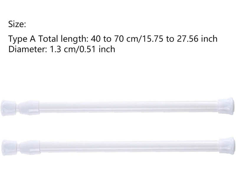  Lot de 2 tringles à rideau de douche télescopiques, sans perçage, pour douche, baignoire, armoire, blanc, largeur 40-70 cm  - Conforama C