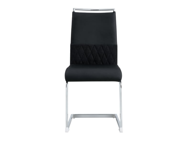  Lot de 6 chaises de salle à manger noires à dossier haut en polyuréthane et tissu en lin  - Conforama A