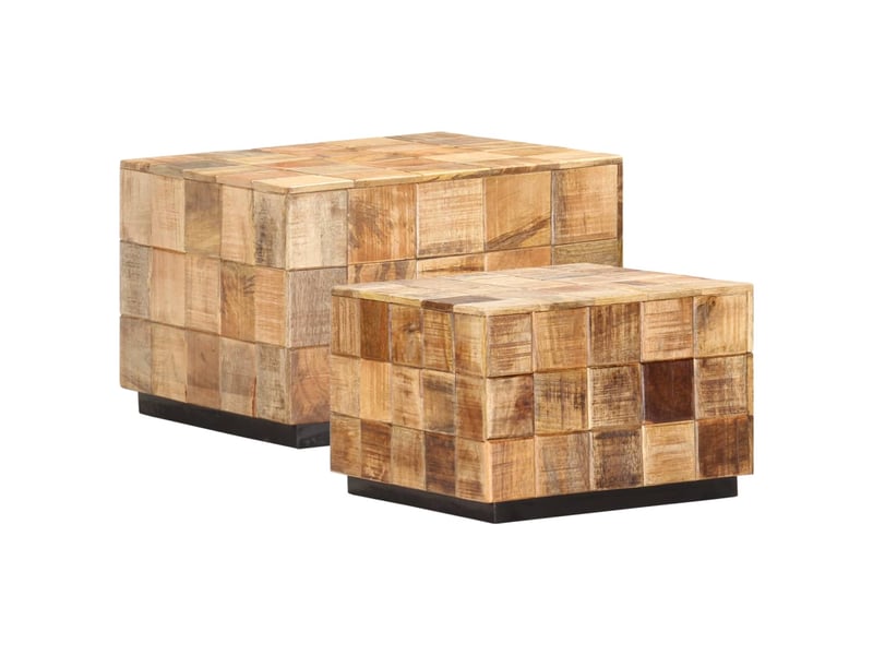  Tables basses 2 pcs | table de salon avec design de blocs bois de manguier brut  - Conforama A