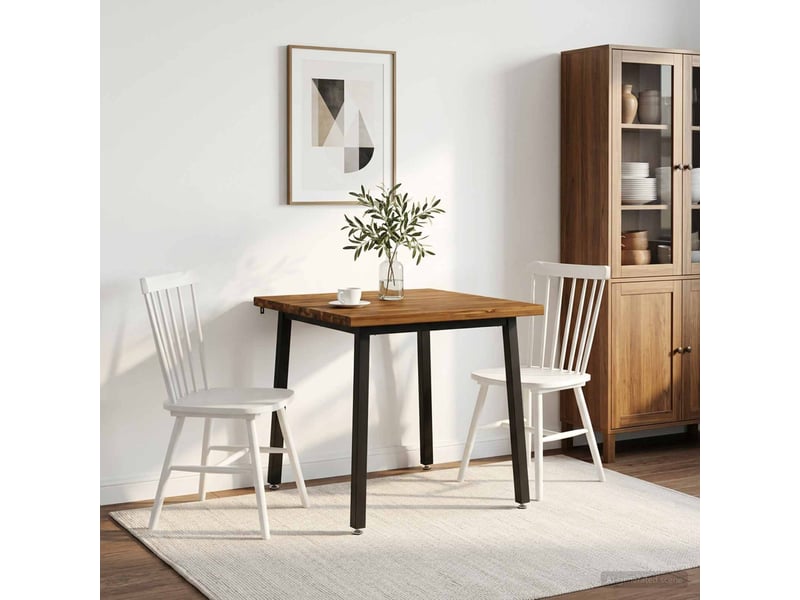  Table à manger 80x80x75 cm bois d'acacia massif naturel et noir carré shl97000  - Conforama B