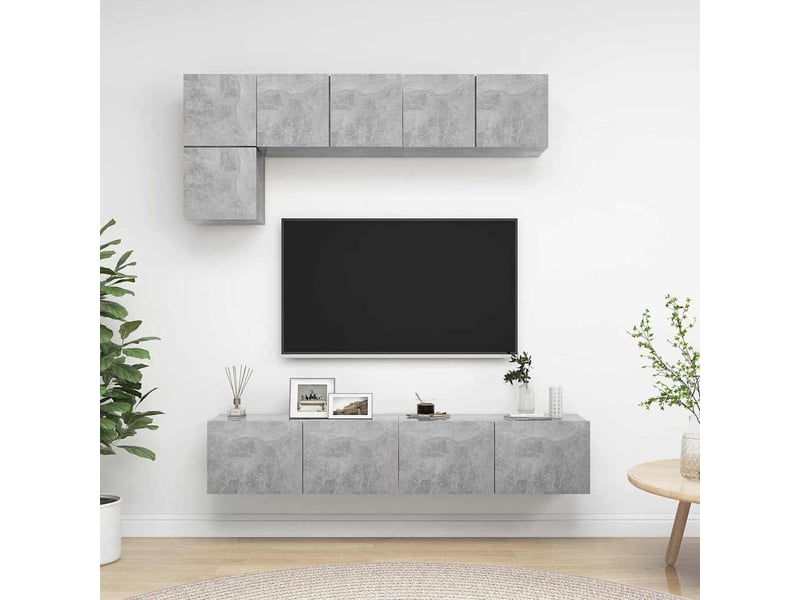  Ensemble de meubles tv 5 pcs gris béton bois d'ingénierie shl5010  - Conforama B