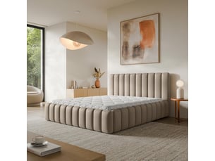 Lit coffre 160x200 cm <strong>MASSENO</strong> <strong></strong> coloris beige