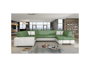 Canapé droit convertible MEUBLER DESIGN 7 places Tissu blanc