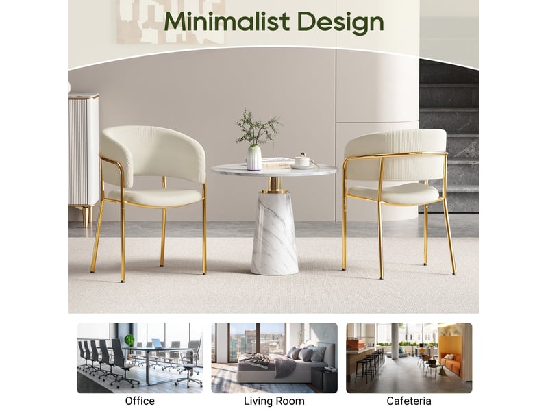  Lot de 4 chaises de salle à manger,55x55x80 cm,tissu côtelé,beige  - Conforama E
