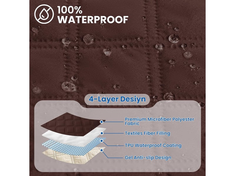 Housse imperméable pour fauteuil inclinable – protection de canapé résistante aux taches – lavable – pour fauteuil de massage une place – marron - Conforama E