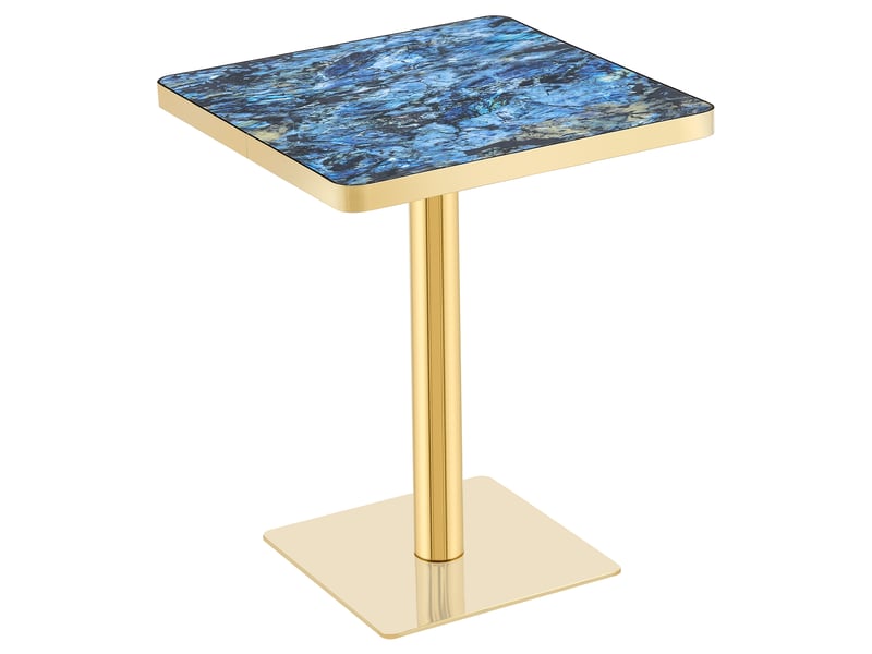  Table à manger carrée effet marbre, plateau uv, pieds en métal, design moderne  - Conforama D