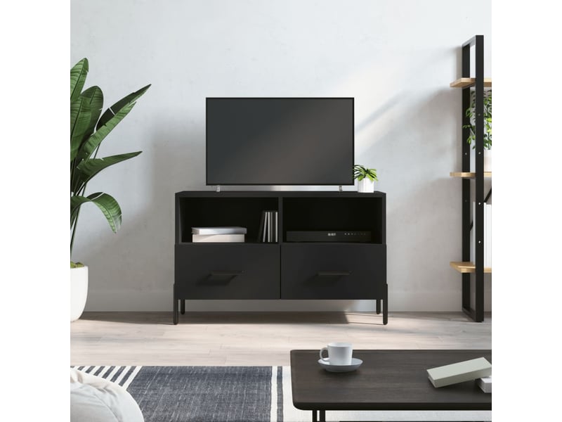  Meuble tv - banc tv - meuble de rangement noir 80x36x50 cm bois d'ingénierie  - Conforama B