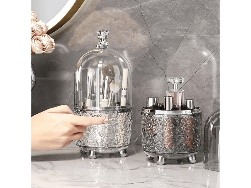Rangement pinceaux maquillage rotatif, pot a pinceaux avec couvercle 5 compartiments organisateur pour eye-liner, rouge à lèvres - Conforama C