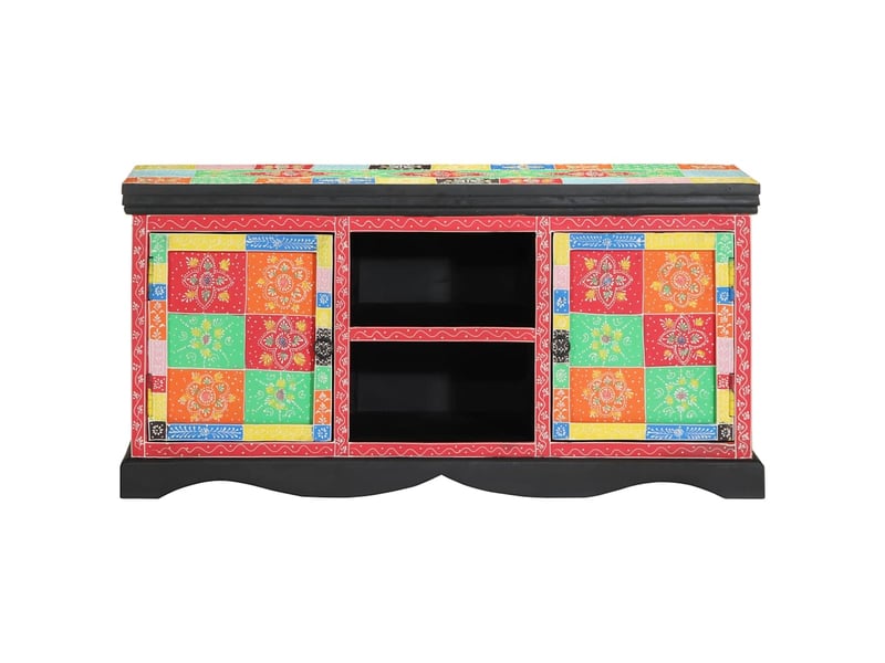  Meuble tv - banc tv - meuble de rangement 100 x 35 x 50 cm multicolore bois de mangue massif  - Conforama A