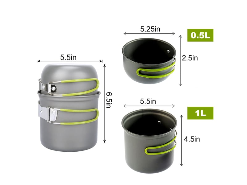  Ustensile de cuisine de camping, ensemble de cuisine d'extérieur portable avec réchaud de camping, casserole en aluminium antiadhésive pour c  - Conforama D