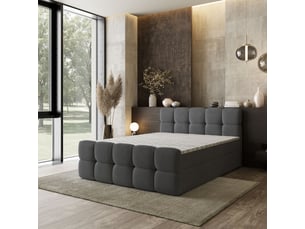 Lit avec rangement 140x200 cm <strong>MASSENO</strong> <strong></strong> coloris gris