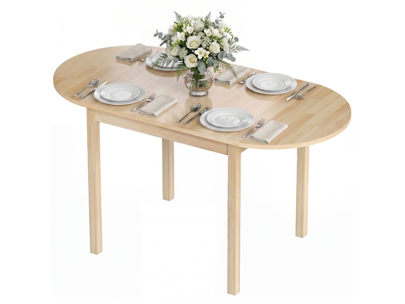  Table de salle à manger pliante ovale en bois massif 2 abattants peu encombrante 140l x 70l x 75h cm  - Conforama B