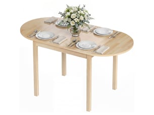 Table de salle à manger pliante ovale en bois massif 2 abattants peu encombrante 140l x 70l x 75h cm