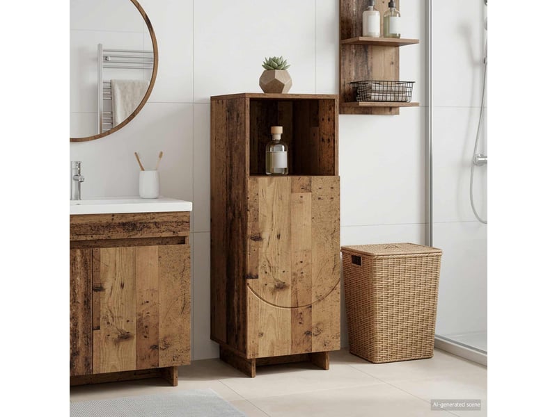  Armoire de salle de bain, meuble de rangement bois ancien 36.5x38x95 cm  - Conforama B