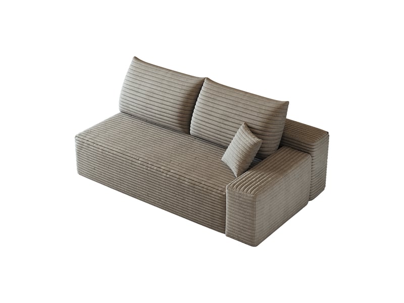  Canapé 2 places camel droit 175 cm - petit canapé compact moderne avec accoudoir droit pour salon et studio  - Conforama A