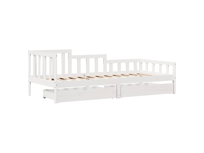  Lit simple- lit adulte -  lit de jour et tiroirs sans matelas blanc 90x200 cm bois massif  - Conforama B