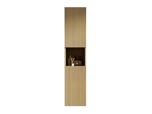Armoire murale de salle de bain avec 2 portes, niche ouverte et étagères réglables, en contreplaqué chêne doré