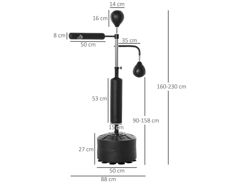  Centre d'entraînement de boxe 88x50 cm réglable en hauteur métal noir  - Conforama E