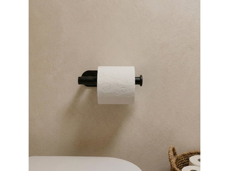  Porte papier wc adhésif mural pour salle de bain ou toilettes, sans perçage - acier inoxydable - noir  - Conforama E