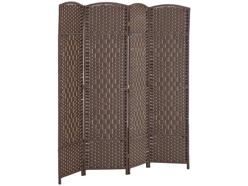  Paravent intérieur en bois 4 panneaux séparateur de pièce pliable pour salon chambre 180 x 180 cm marron  - Conforama B