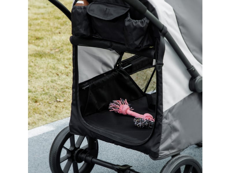 Poussette pour enfent 124x67x100 cm – gris foncé – pliable, roues amovibles, jusqu'à 30 kg - Conforama E