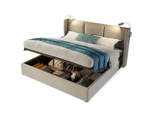 Lit coffre 160x200 cm <strong></strong>  <strong></strong> coloris beige