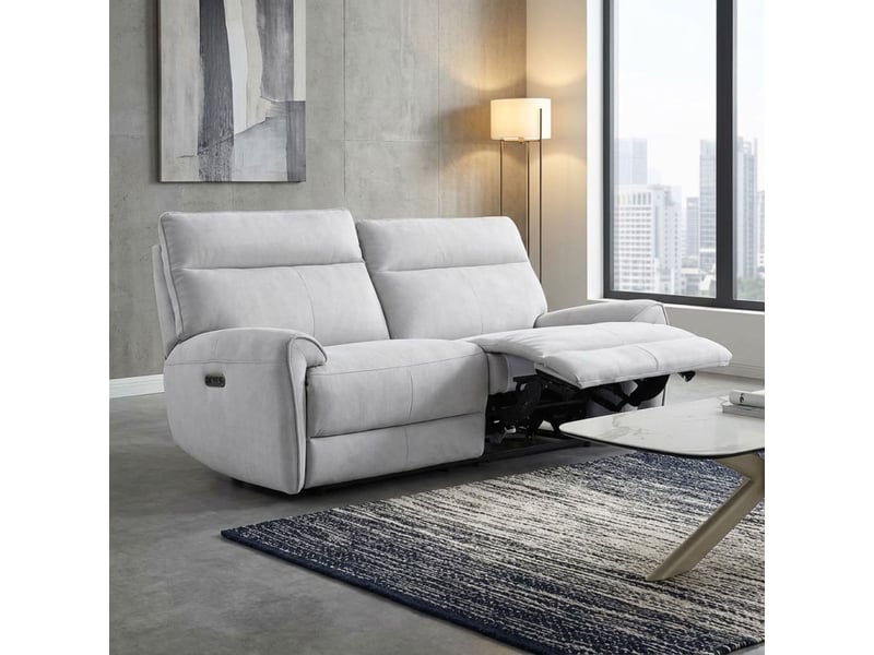  Canapé relax motorisé 3 pl en tissu microfibre gris clair – connor  - Conforama B
