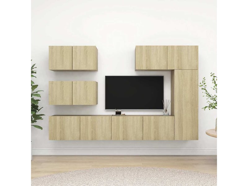  Ensemble de meuble tv - banc tv - meuble de rangement 6 pcs chêne sonoma bois d'ingénierie  - Conforama B
