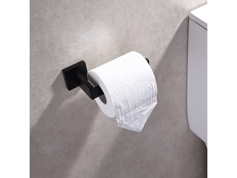  Porte-papier toilette mat, porte-papier toilette en acier inoxydable, porte-papier toilette mural pour salle de bain et cuisine, carré moderne, noir  - Conforama C