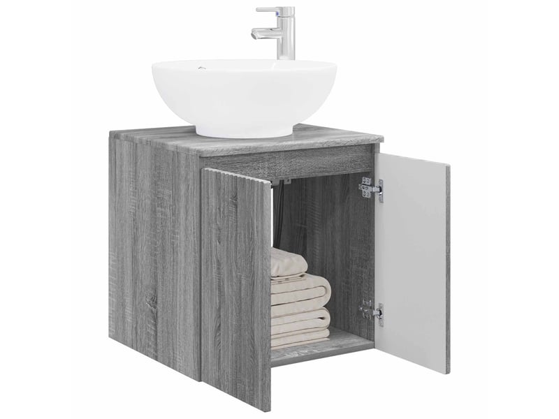  Vanité de lavabo mural, meuble de rangement sonoma gris 49.5x44.5x65 cm shl1765  - Conforama C