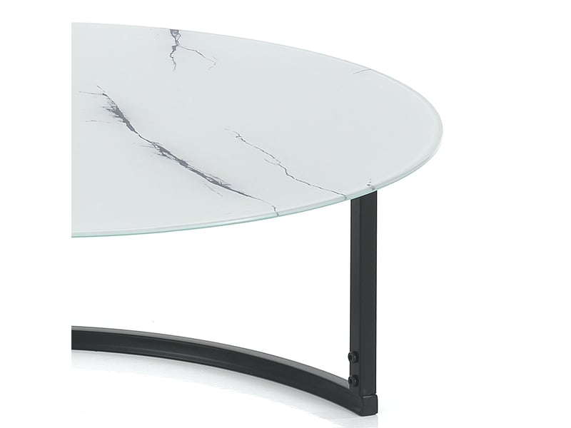 Table basse ronde en verre effet marbre logan evo  - Conforama C