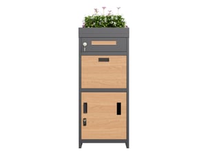Boîte aux lettres pour colis 50x37x118,5 cm verrouillable métal gris et aspect bois