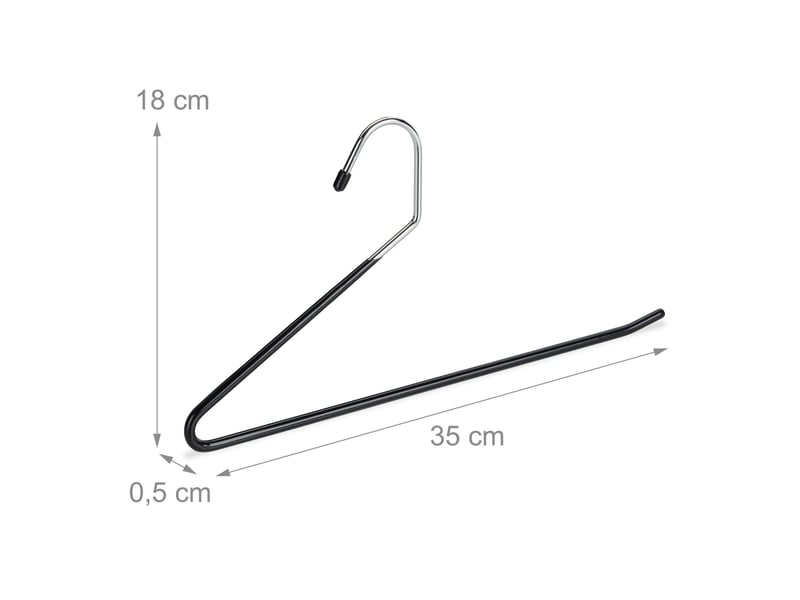  Lot de 10 cintres à pantalons peu encombrants design économique 35 x 18 x 0,5 cm en métal noir 13_0005948  - Conforama C