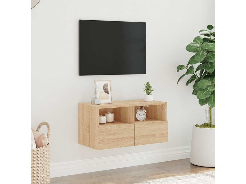  Meuble tv - banc tv - meuble de rangement mural chêne sonoma 60x30x30 cm bois d'ingénierie  - Conforama C