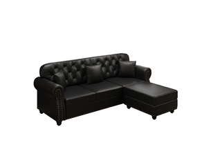 Canapé d'angle droit fixe BGSRYAO 3 places Tissu Noir