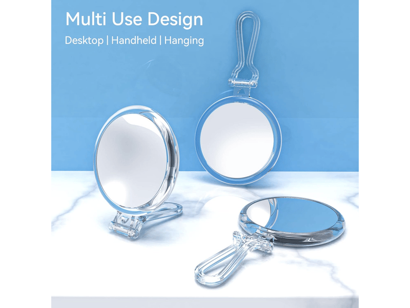  Miroir de maquillage avec grossissement 30x, double face (1x30x), miroir à main avec poignée - miroir cosmétique pour les voyages  - Conforama D