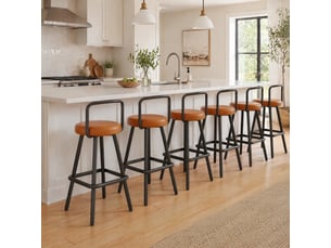 Lot de 6 tabourets de bar,37x37x90,5 cm,avec dossier,similicuir pu,marron