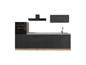 Vicco cuisine, anthracite campagnechêne doré, 280cm plan de travail marbre