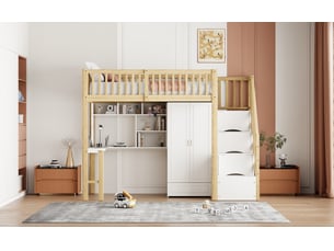 Lit mezzanine 90x200 cm <strong>OKWISH</strong>  <strong></strong> coloris bicolore