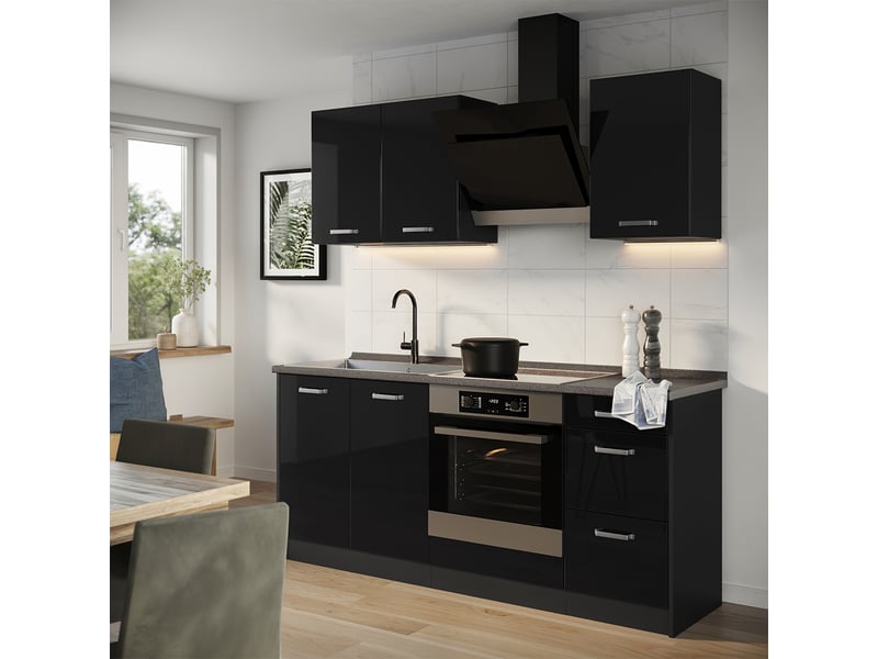  Vicco cuisine, noir haute brillanceanthracite, 180cm sans plan de travail  - Conforama C
