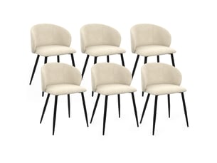 Lot de 6 chaises kira en velours crème pour salle à manger