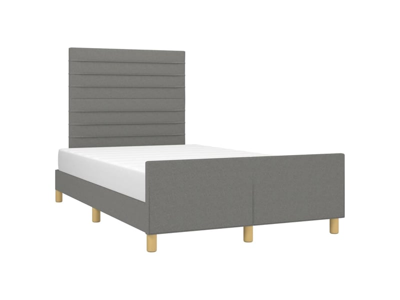  Lit double- lit adulte -  cadre de lit sans matelas gris foncé 120x190 cm tissu  - Conforama C